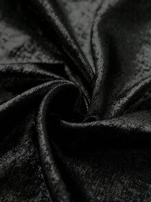 Franclia 优雅收腰交叉领长袖侧隐形拉链丝绒金色面料女士衬衫，秋冬款 - 黑色 - 查看 8