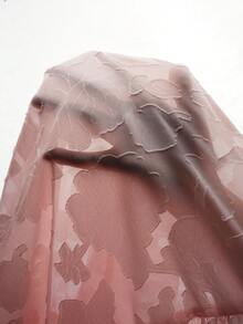 Momance Elegant Textured Square Neck Ruffle Hem Maternity Dress, Summer - Pink - View 7