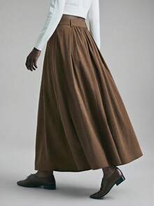 Ontre 2026春夏新款女士长裙，深棕色，宽松版型，简约时尚，适合通勤穿着。 - 棕色 - 查看 8