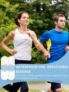 Multi-Use Transparent Elastic Tape 50pcs - Waterproof For First Aid Wound Dressing & Halloween FX Makeup, PE Material - White - View 8