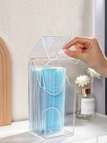 1pc Clear Face Cover Storage Box, Multifunction Desk Organization For Home - Multicolor - View 4