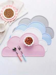 1件装宠物喂食垫，防水、防滑、防漏，适用于宠物碗，易于清洁，防溢漏，宠物喂食餐垫，防水防滑边防漏宠物碗餐垫，云朵餐垫，创意可折叠隔热垫，防水、耐热、防滑餐桌隔热垫 - 白色 - 查看 1