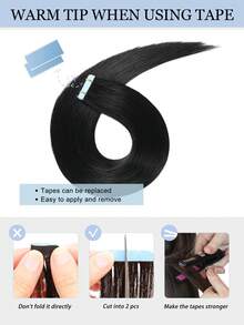 20Pcs 50Gram Tape In Hair Extensions Human Hair 18 Inch Remy Hair Extensions Color 1 Jet Black Fashion Tape In Extensions, Tape In Human Hair Extensions Add Length For Wedding - S1 - View 6