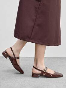CUCCOO BIZCHIC 女士经典黑色平底休闲通勤鞋，圣诞节必备 - 巧克力棕 - 查看 5