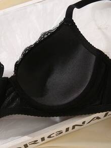 DesireSculpt 1pc Sexy Lace Simple Gather Small Bust Enhancing Underwire Bra - Multicolor - View 5