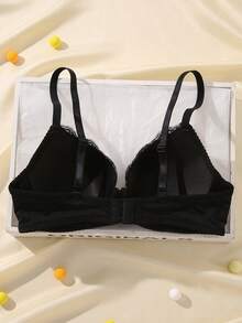 1pc Sexy Lace Simple Gather & Lift Wireless Bra For Small Bust - Multicolor - View 2