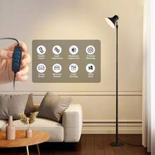1PC 57 Inch Modern Height Adjustable Led Floor Lamp, USB Powered 3000K-6500K Brightness Dimmable Table Lamp, Indoor Multipurpose Corner Standing Light For Living Room, Bedroom, Study And Office Decor - Black - View 9