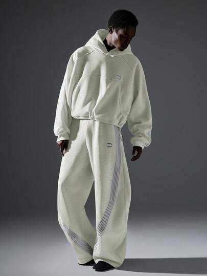 NEON BLANC Men's Street Style Loose Fit Gray Long Knit Sweatpants