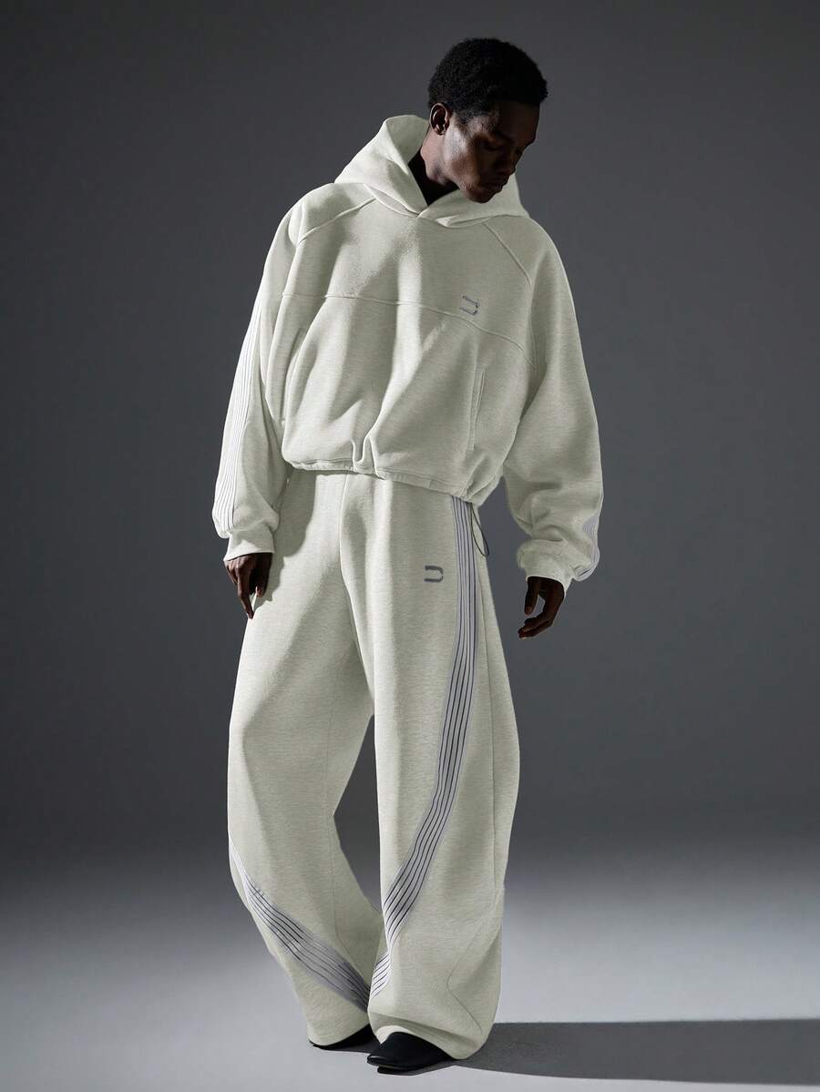 NEON BLANC Men's Street Style Loose Fit Gray Long Knit Sweatpants - Grey - View 1