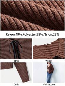 Maija Women's Tie-Strap Thin Cardigan Sweater, Casual And Fashionable Everyday Style, Holidays - Red - View 2