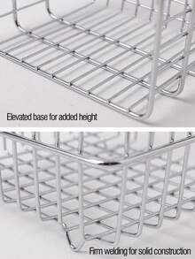 1PC Iron Square Desktop Storage Organizer Basket, Available In Multiple Sizes, For Kitchen Fruit & Vegetable, Makeup Cosmetics, Coffee Capsules, Office Supplies, Back To School Student Gift - Multicolor - View 7