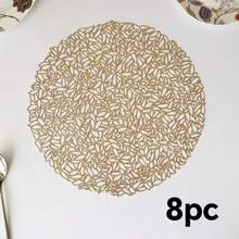 1-5 Piece Gold Hollow-Out Placemat And Table Runner Set, Washable, Easy To Clean, Wipe-Off, Non-Slip, Heat-Resistant, Placemats, Holiday Wedding Party Decorations - Multicolor - View 27