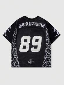 ROMWE MEN Street Life 男士网眼拼接运动短袖T恤，运动球衣 - 黑色 - 查看 2