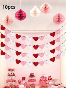 Dây trang trí hình trái tim treo ngày Valentine, vòng hoa trái tim bằng nỉ màu đỏ hồng trắng cho lễ kỷ niệm, đám cưới, sinh nhật, trang trí nhà cửa, quà tặng ngày Valentine, trang trí phòng. - Nhiều màu - Xem 9