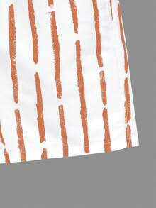 Manfinity Swimmode 男士条纹印花沙滩度假休闲短裤 - 黃色 - 查看 5