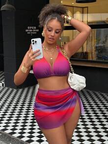 Swim Vcay 大码比基尼套装，随机印花夏日海滩 - 彩色 - 查看 3