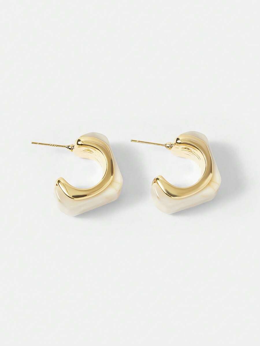 MOTF PREMIUM FASHIONABLE GEOMETRIC RESIN EARRINGS, UNIQUE DESIGN PERSONALIZED SILVER NEEDLE EARRINGS, VERSATILE EARRINGS FOR WOMEN - Gold - View 2