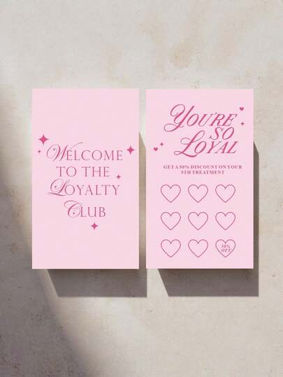 50pcs Beauty Industry Membership Cards, Name Card Size, Full-Color Matte Finish, Modern Design, Bright Pink
