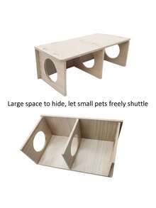 1个木制仓鼠松鼠躲藏屋，刺猬木制栖息地，也适用于豚鼠、龙猫 - 彩色 - 查看 13