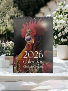 1 件趣味母鸡挂历，2026 年日历，绝佳的生日礼物之选，显示 2026 年 1 月至 12 月的日历，挂历 - 彩色 - 查看 4