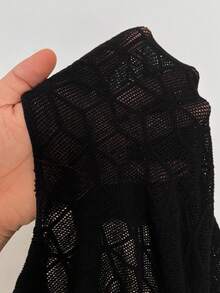 Whyspr Body transparent din plasă geometrică, stil gotic sexy, mărime mare, stil stradal la modă, primăvară/vară - Negru - Vizualizare 7