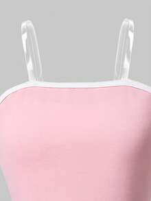 SHEIN ChillGRL Váy yếm thắt nơ thanh lịch và thoải mái cho bé gái tuổi teen, phù hợp cho các bữa tiệc và buổi tụ họp, mùa xuân/hè - Hồng - Xem 3