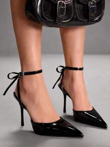 CUCCOO SZL 女士Y2K朋克机车风高跟鞋，适合万圣节、圣诞节、派对装扮 - 鏡面料黑色 - 查看 4