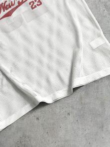 AXEPEAK Áo ba lỗ bóng rổ nam, vải lưới đan NEW YORK 23 in họa tiết sọc, cổ áo và cổ tay áo - trắng - Xem 6