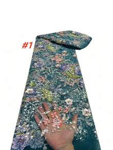 French Embroidered Beaded Lace Fabric High Quality Nigerian Sequin Trim Material For Bridal Wedding Gown Sewing Crafting DIY Dressmaking Evening Wear Design - Multicolor - View 8