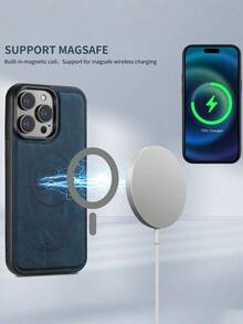 Suteni 二合一 PU 皮革可拆卸钱包式手机壳，带卡槽，兼容 MagSafe 无线充电，适用于 17 Pro Max、17 Air、16、15 Plus、14、13、12、11，Galaxy S25 Ultra、S24、S23、S22，Pixel 10 Pro XL、9、8A、7，防水、防震、防摔、防刮。 - 荔枝藍 - 查看 5