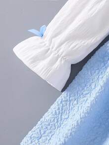 SHEIN 年轻女孩优雅撞色蝴蝶结装饰连衣裙