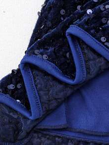 Glamorique Kids 年轻女孩优雅迷人可爱酒红色吊带露肩薄纱收腰鱼尾连衣裙，正式礼服 - 藏蓝色 - 查看 8