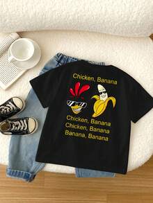 Áo thun ngắn tay in hình hoạt hình phong cách thường ngày dành cho bé trai tuổi teen, thích hợp cho mùa hè. - màu đen - Xem 3
