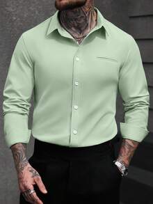 Manfinity Bizformal Men's White Casual Business Long Sleeve Shirt