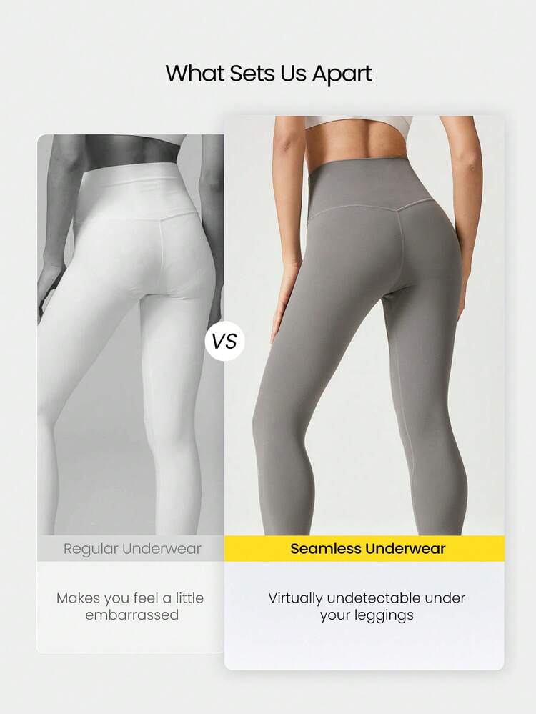 2 Packs Lightweight Breathable Sweat-Wicking Mid-Waist Full Coverage Seamless No-Show Underwear Daily Workout