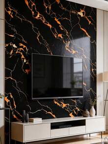 1片装黑色金色大理石纹乙烯基自粘墙纸，防水防油耐热，可撕贴于台面，易于安装和拆卸，适用于厨房橱柜、浴室家具装饰、家居装修DIY项目 - 彩色 - 查看 2