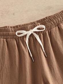 HIMLAND 男士梭织弹力腰带口袋直筒宽松休闲裤 - 卡其色 - 查看 8