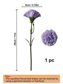 1 pieza/3 piezas/4 piezas Claveles artificiales Tallos de flores artificiales Flores de seda falsas para arreglos florales de funeral, ramos de boda, coronas de cementerio, manualidades DIY, Día de San Valentín, regalos, cumpleaños, graduación - Morado - Ver 2