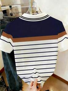 Camiseta de manga corta ajustada con cuello bordado para mujer - Multicolor - Ver 2