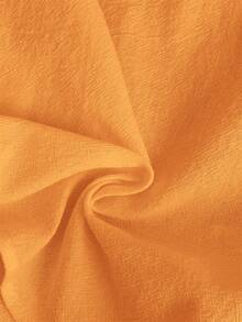 SHEIN LMoss Kids LMoss Baby Girl Woven Solid Color Ruffle Trim Fitted Top,Kids - Orange - View 7
