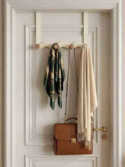 Cirelle Cabide de Porta Sem Furos - Cabide Branco com 4/5 Ganchos para Casacos e Bolsas, Decoração que Economiza Espaço para Quarto e Hall de Entrada, Ideia de Presente Instantânea