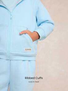 GLOWMODE Kids Collection Everyday Fleece Bundle Up Soft Warm Loose Fit Side Pockets Hooded Zip-Up Jacket Daily Casual Outdoor Wear - Baby Blue - View 4