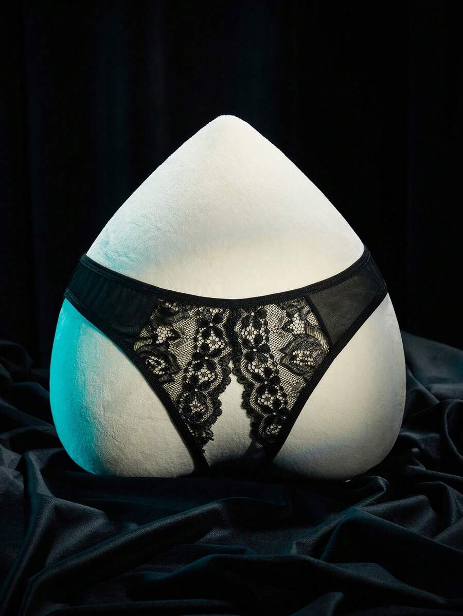 SpicyHot Women's Sexy Lace Patchwork Hollow Out Design Panties - Black - View 1