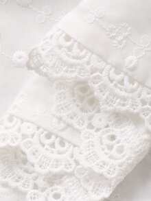 DAZY Summer Vacation Style 3D Polka Dot Jacquard Fabric Lace Patchwork Women Casual Dress - White - View 9