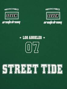 Claim Dot Áo thun nam dáng rộng, phong cách thường ngày, thể thao đường phố, in chữ và số, thích hợp cho mùa hè. - màu xanh lá - Xem 4