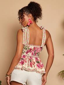 Travachic 女士印花吊带背心，度假休闲套装，适合夏季假期、春假、派对、海滩、春季、情人节、女士情人节、狂欢节服装，优雅，印花，狂欢节，春夏交替，派对，夏季上衣，情人节上衣，婚礼宾客上衣，生日上衣，派对上衣，优雅女士上衣，印花上衣，夏季上衣，狂欢节服装，墨西哥风情波西米亚风女士上衣 - 彩色 - 查看 2