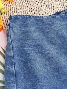 Soleia 女士休闲牛仔短裤，蓝色 - 中等水洗藍 - 查看 9