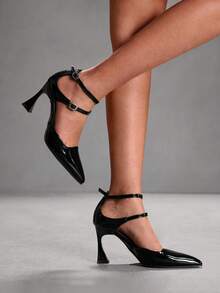 CUCCOO SZL Women's Pointed Toe Hollow Out Stiletto High Heel Fashion Pumps Valentine's Day - Black - View 3