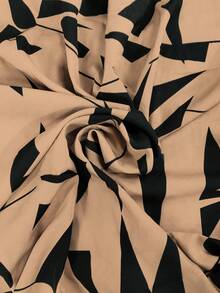 SHEIN LUNE CURVE 大码女式休闲度假V领蝙蝠袖印花衬衫，夏季 - 彩色 - 查看 6