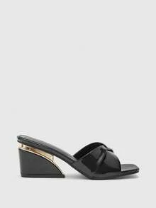 CUCCOO BIZCHIC Women's Fashion Open Toe High Heel Mule Sandals For Daily Wear Spring Shoes - Black - View 2